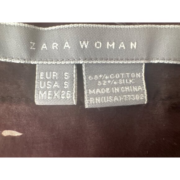 ZARA Sleeveless Small Beaded Scoop Neck Shift Dress Cotton & Silk Blend - Picture 3 of 14